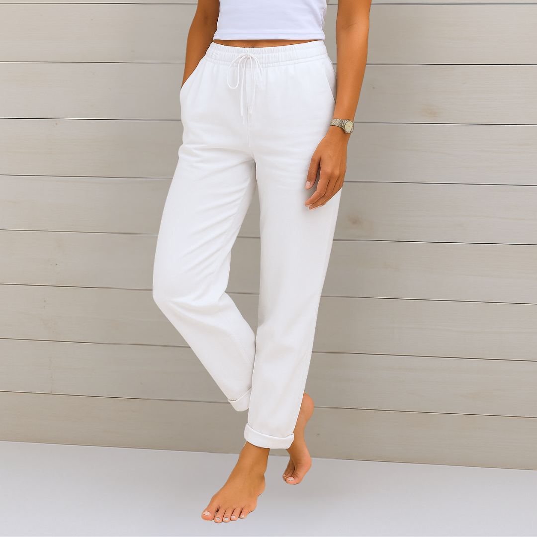 Drawstring Relaxed Linen Trousers