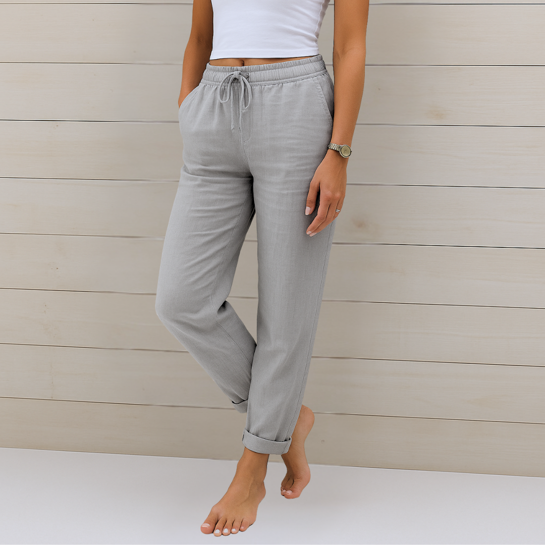 Drawstring Relaxed Linen Trousers