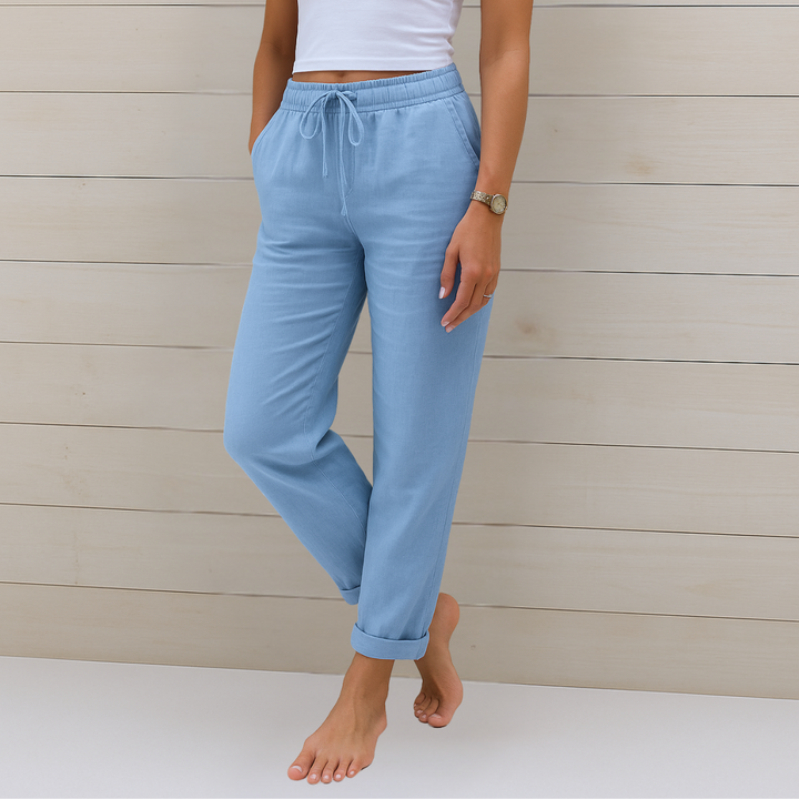 Drawstring Relaxed Linen Trousers