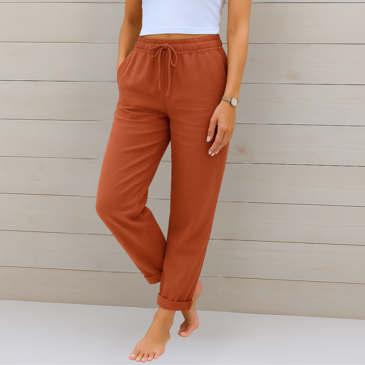 Drawstring Relaxed Linen Trousers