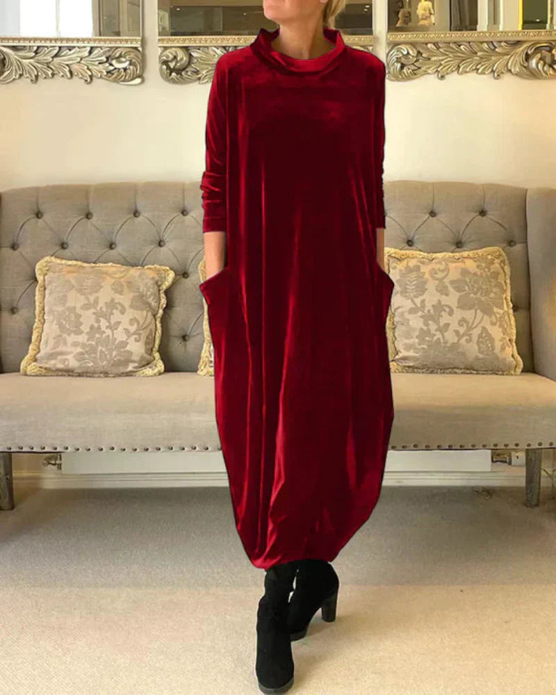 Relaxed Draped Winter Maxi Dress