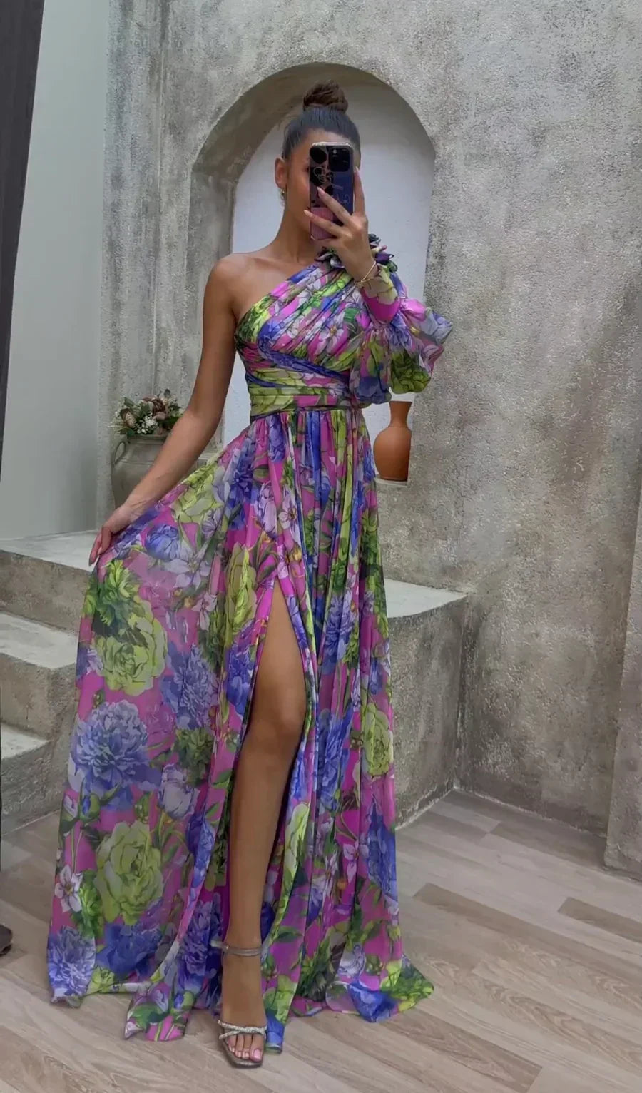 Women’s Elegant Floral Slit Maxi Dress