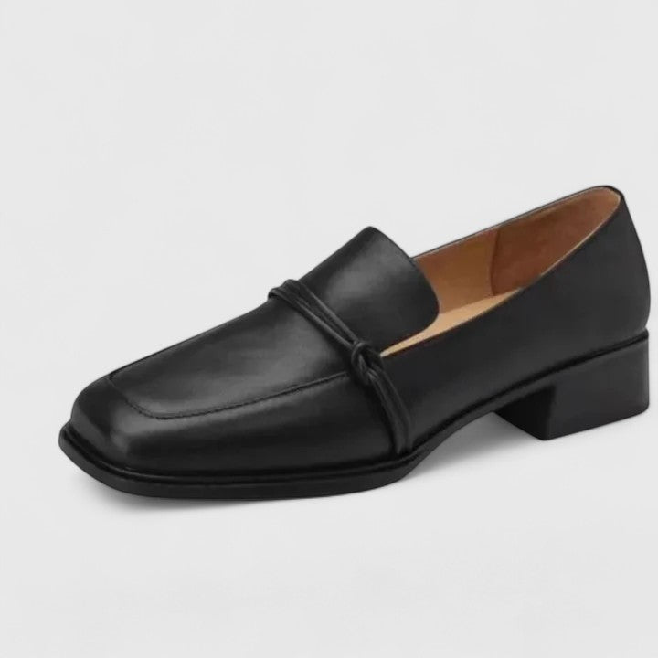 Retro Elegance Square Toe Real Leather Loafers