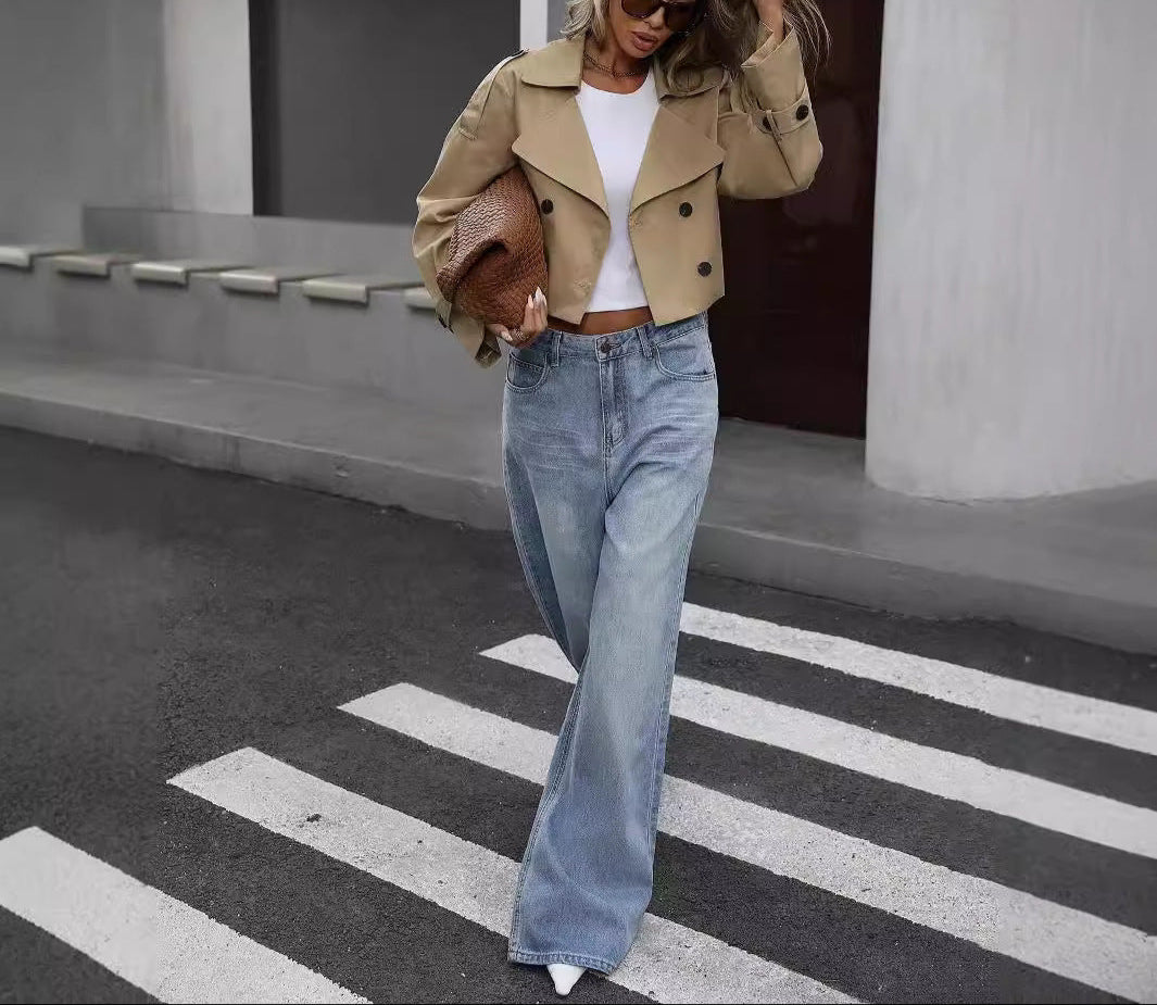 Women’s Cropped Double-Breasted Trench Jacket