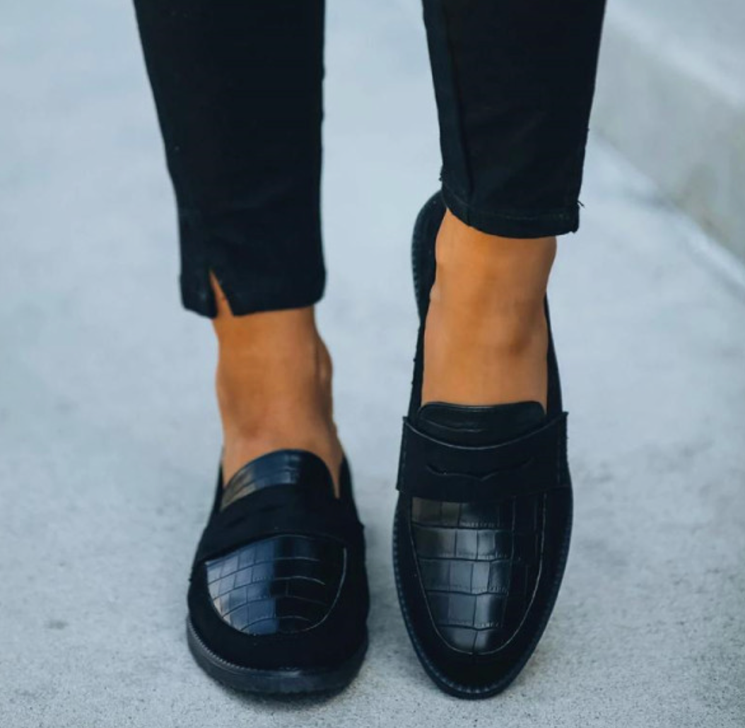 Crocodile Texture Real Leather Loafers for Women Fashion