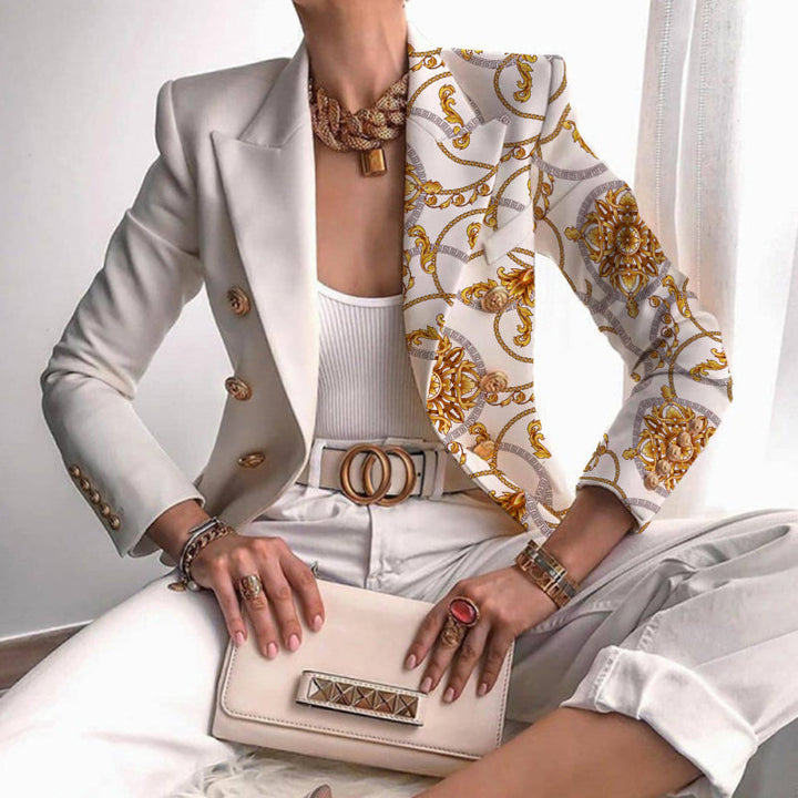 Women’s Contrast Panel Buttoned Work Blazer