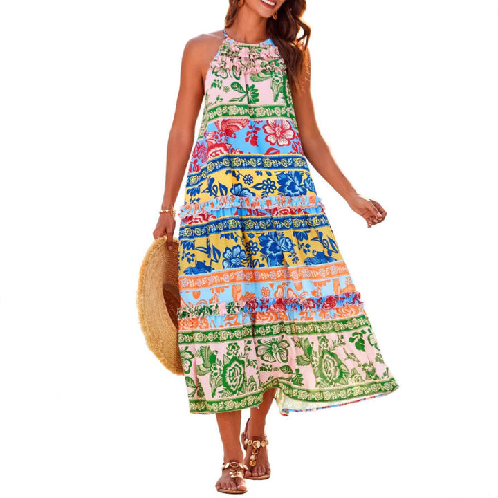 Chic Boho Halter Tiered Maxi Dress