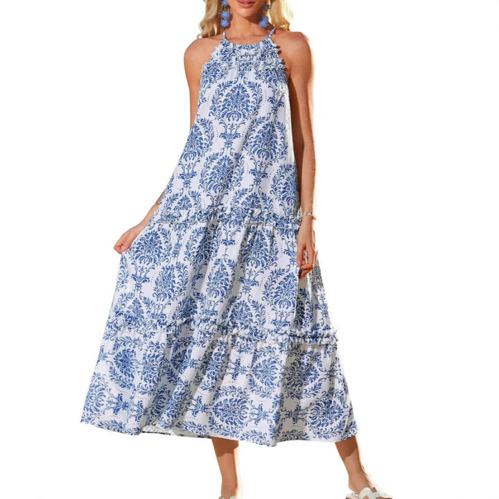 Chic Boho Halter Tiered Maxi Dress