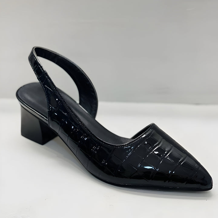 Elegant Croc Pointed Orthopedic Real Leather Heels