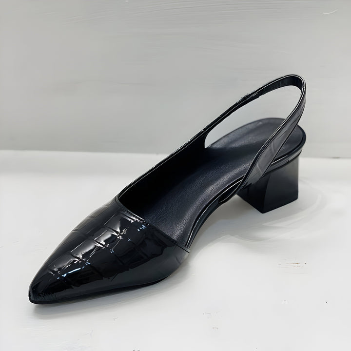 Elegant Croc Pointed Orthopedic Real Leather Heels