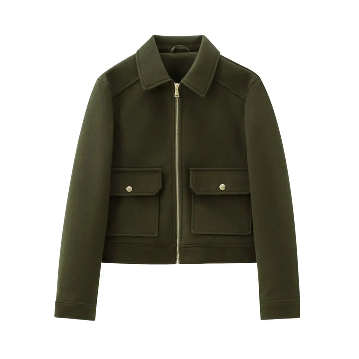 Women’s Zippered Wool Bomber Jacket
