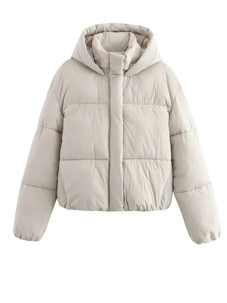 Hooded Cropped Women's Puffer Jacket