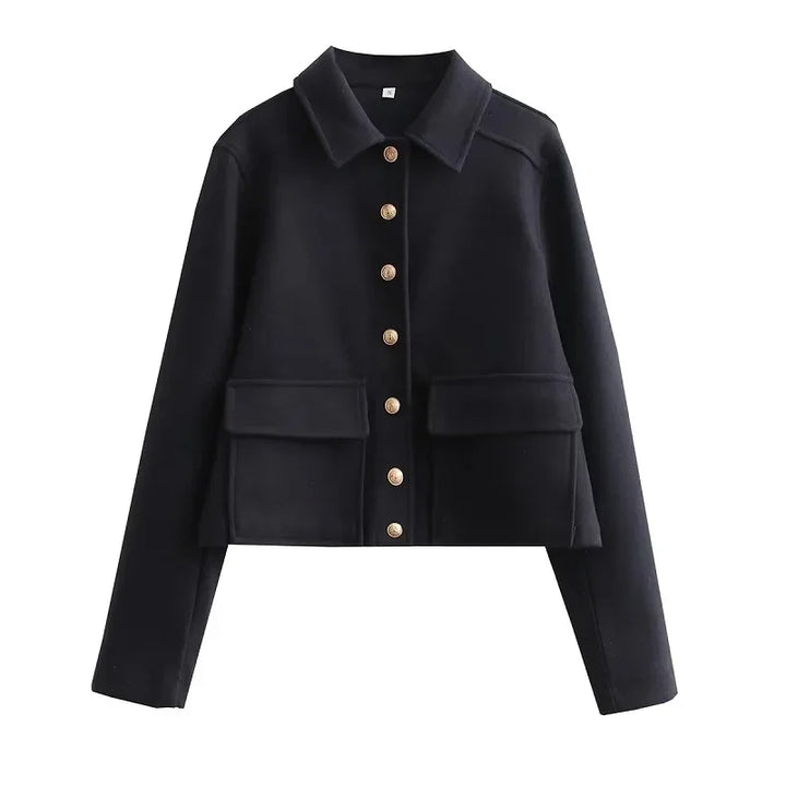Women’s Button-Front Casual Jacket with Pockets
