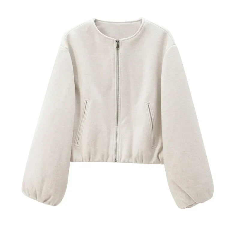 Women’s Casual Zip Up Cropped Jacket