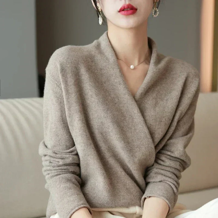 Women’s Spring Wrap Neck Knit Top