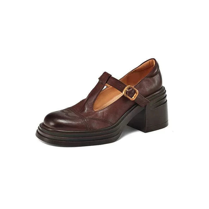 Classic Women’s Real Leather T-Strap Shoes