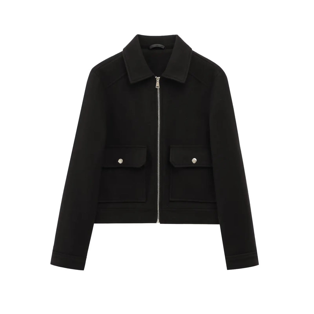 Women’s Zippered Wool Bomber Jacket