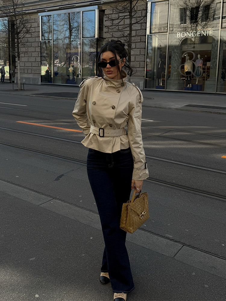 Women’s Winter Belted Double Breasted Trench Jacket