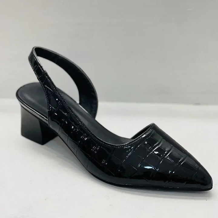 Women’s Elegant Spring Block Heel Real Leather Pumps