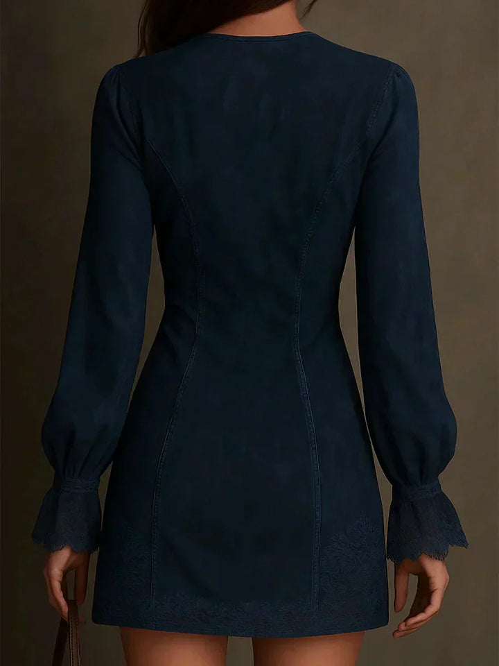 Blue Mini Dress with Lace
