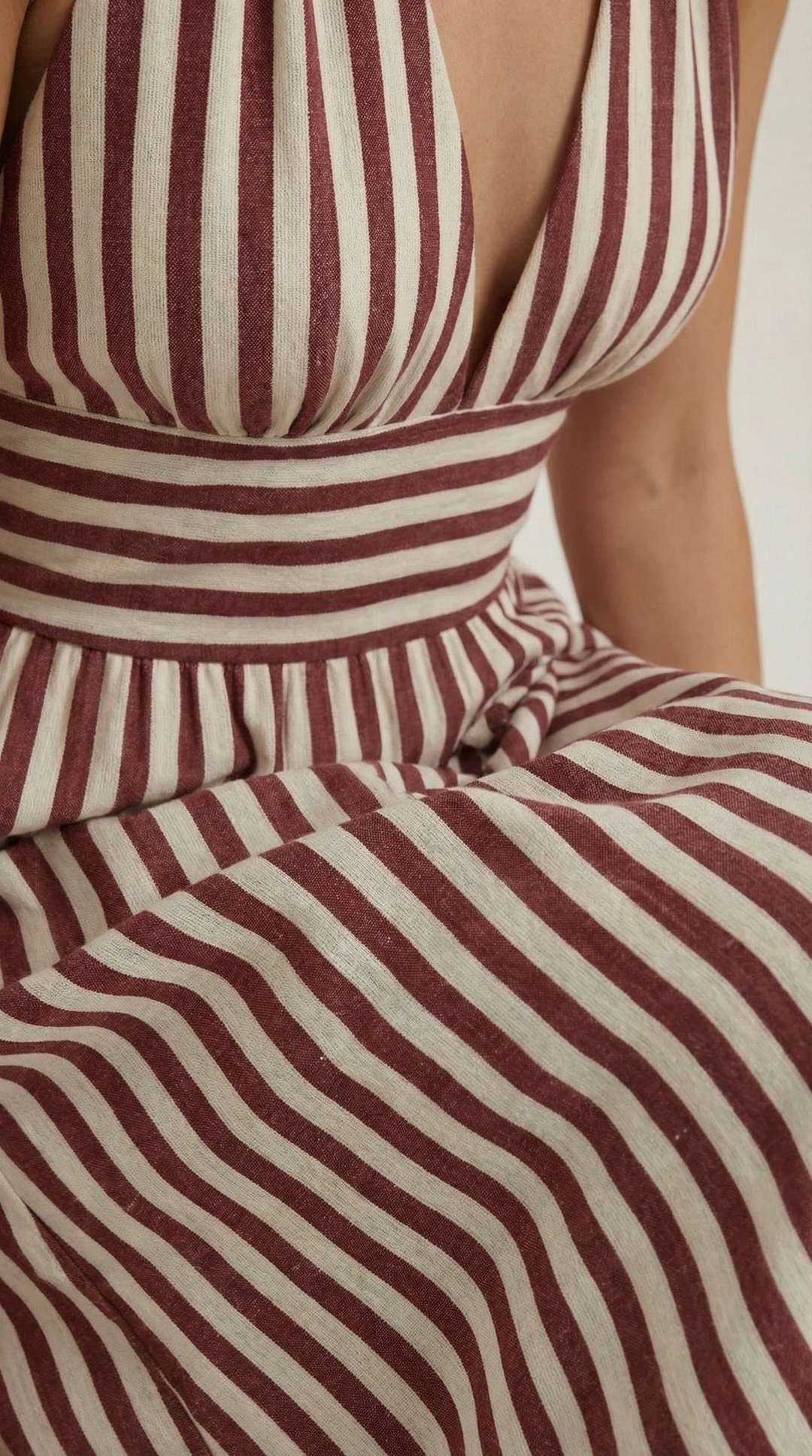 Striped V-neck Maxi Dress