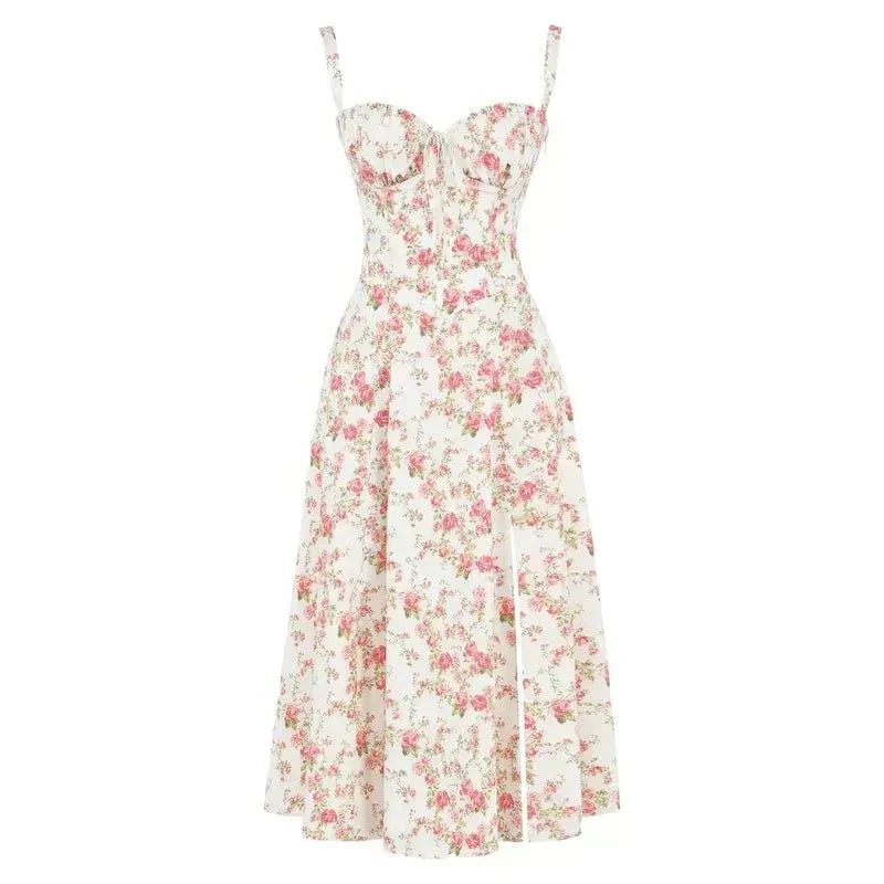 Floral Chic Corset Midi Dress