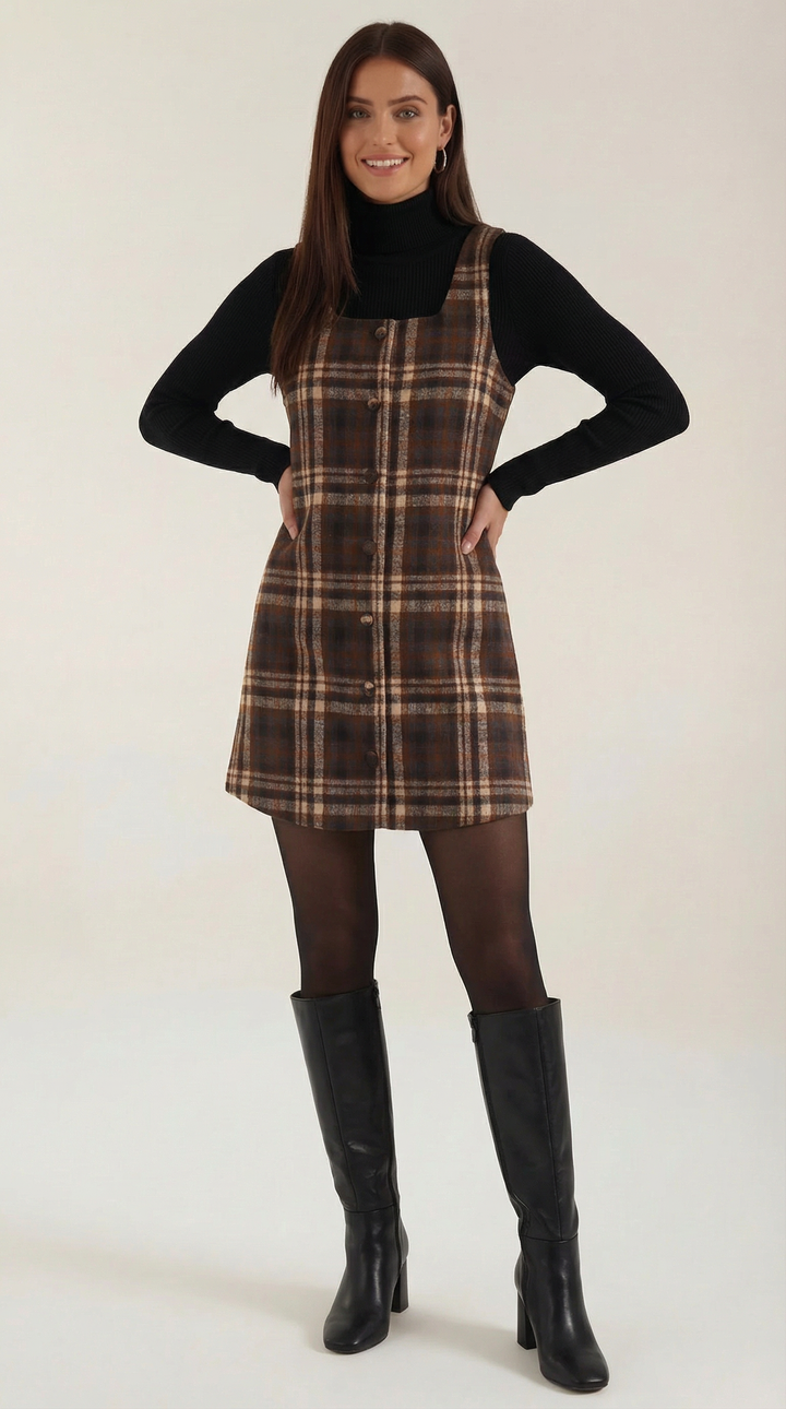 Plaid A-Line Mini Dress