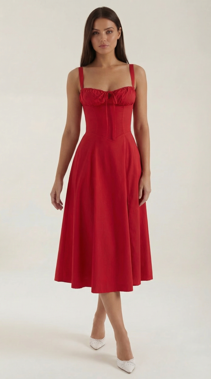 Lace Up Midi Dress